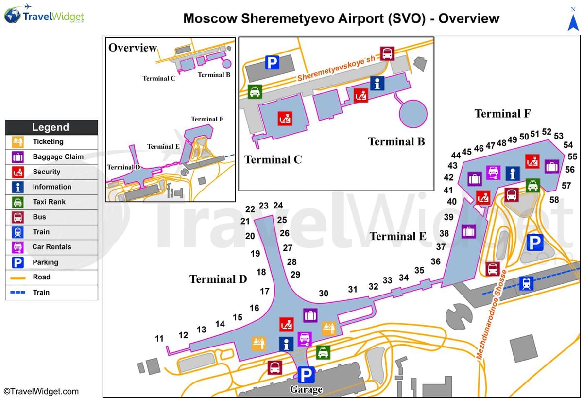 Sheremetyevo mappa di terminali