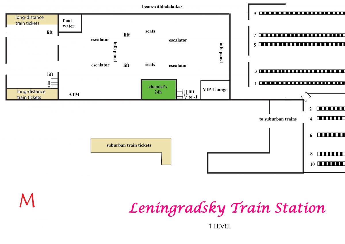 mappa di Leningradsky stazione di Mosca