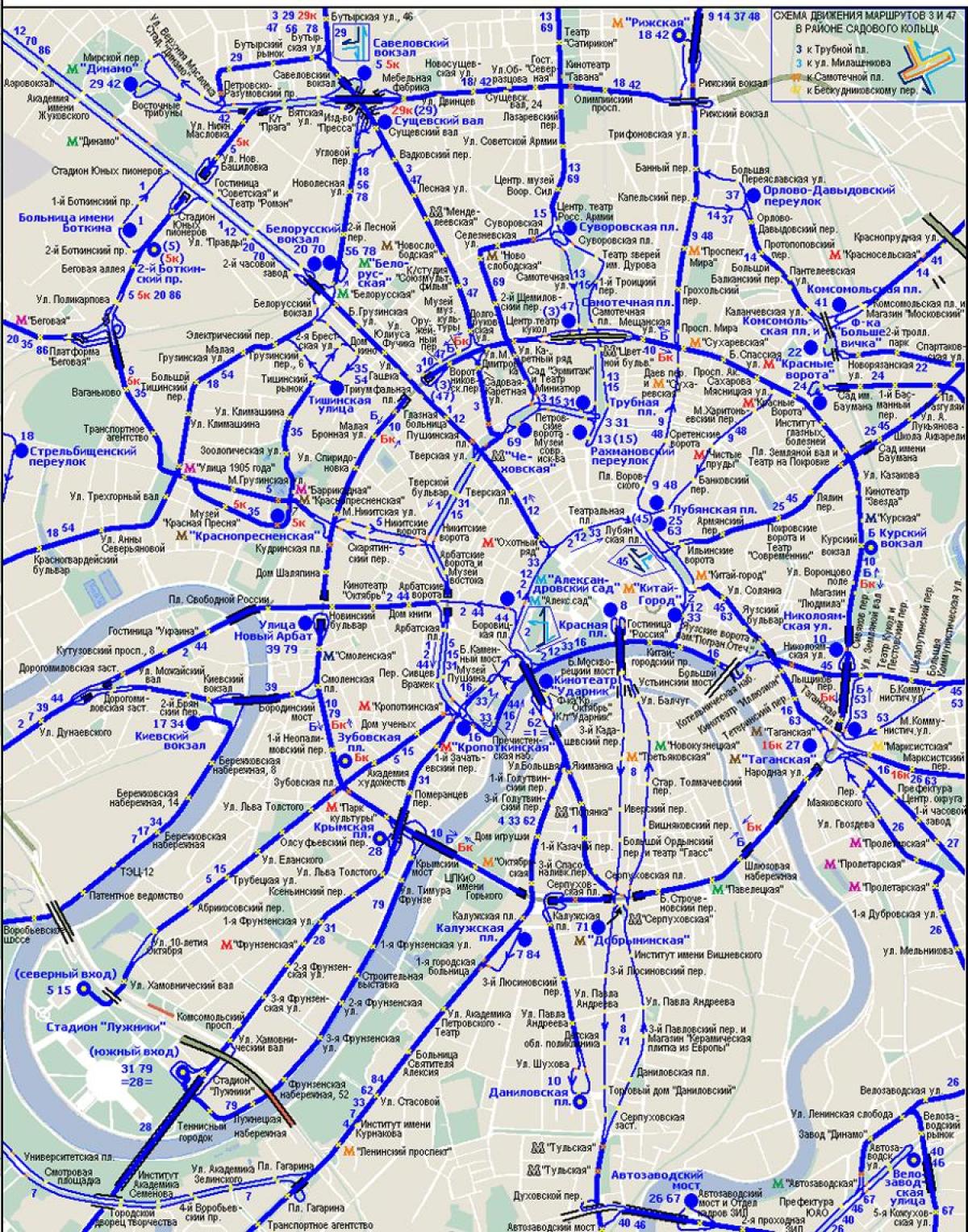 mappa di Mosca filobus