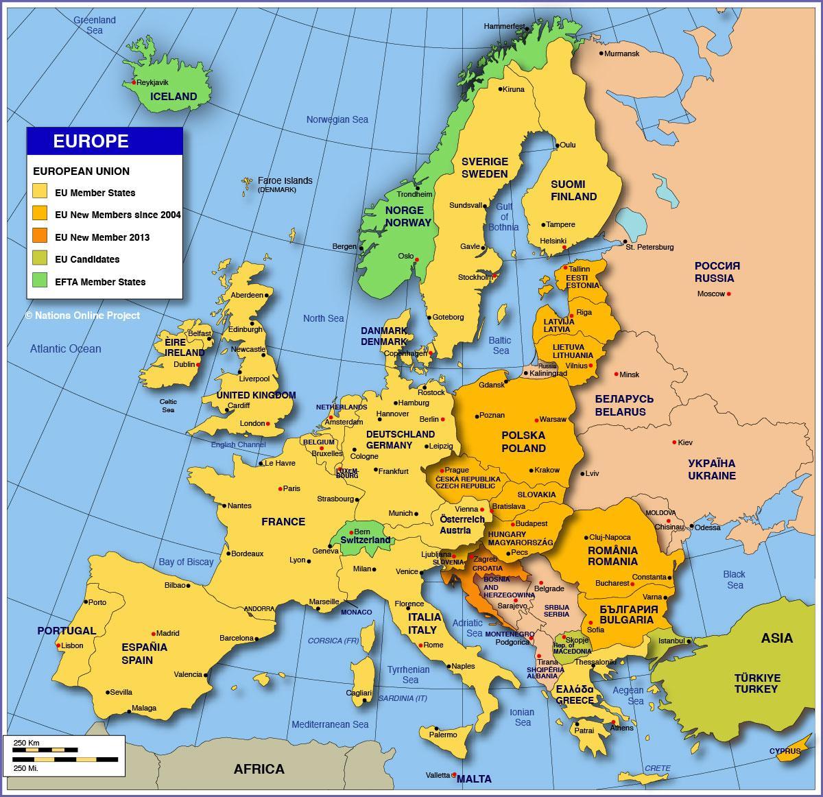 Mosca sulla mappa dell'europa