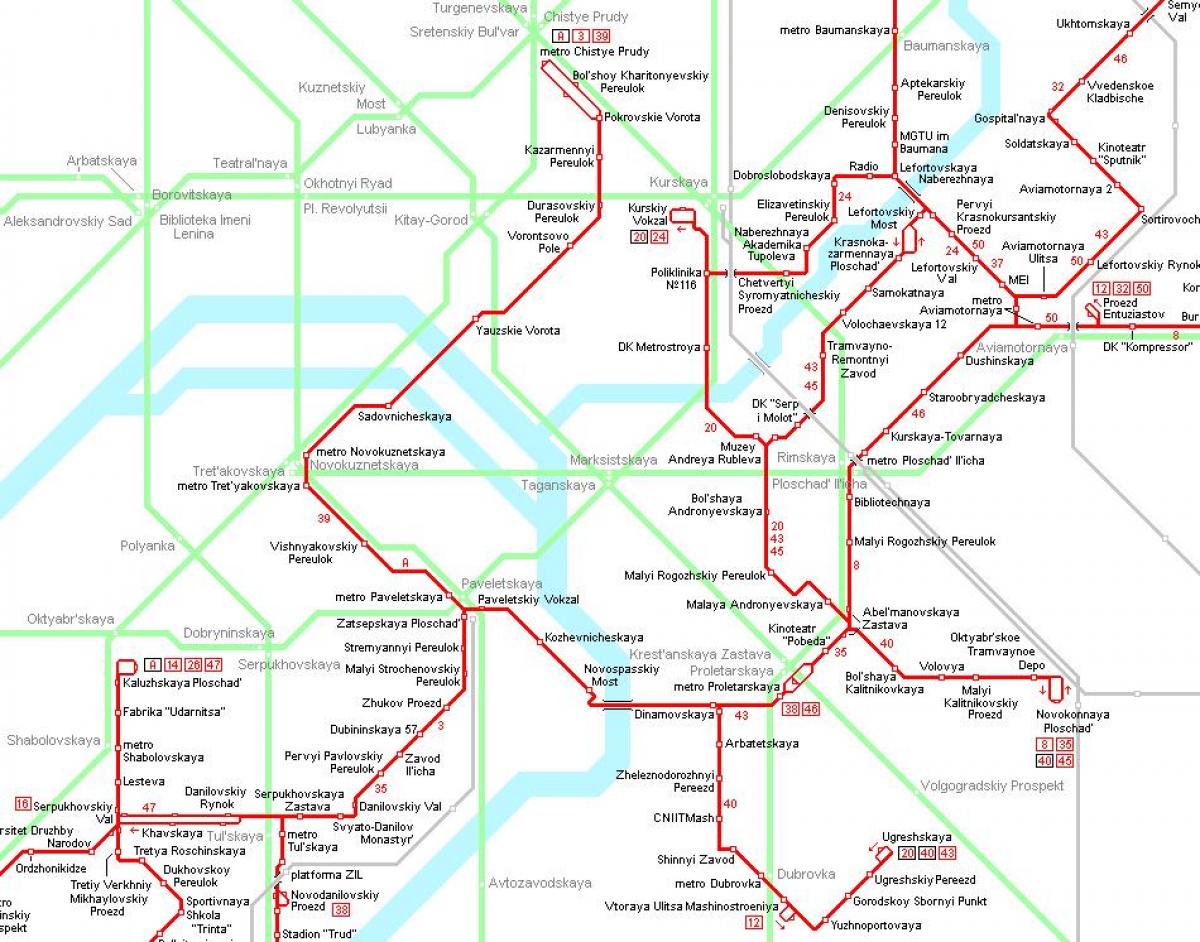 mappa della Moscova, tram