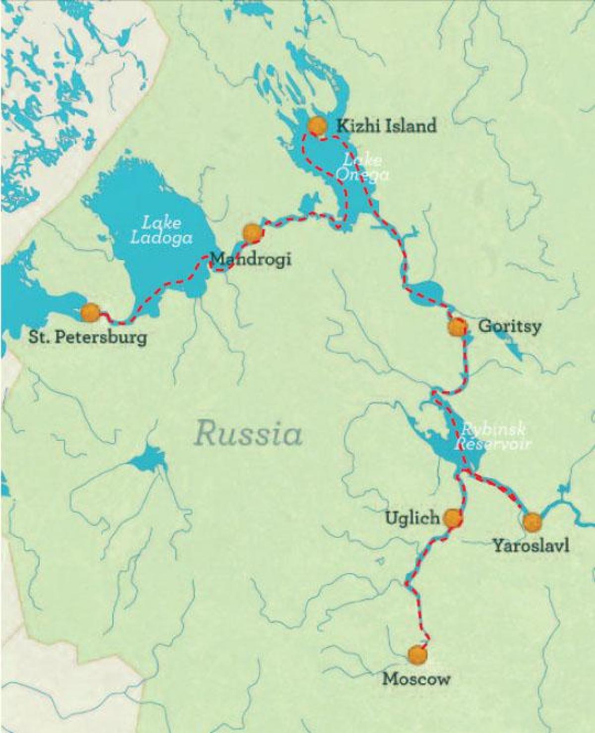 mappa di San Pietroburgo a Mosca crociera